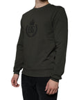 Dolce & Gabbana Army Green DG Crown Crew Neck Pullover Sweater