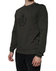 Dolce & Gabbana Army Green DG Crown Crew Neck Pullover Sweater