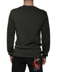 Dolce & Gabbana Army Green DG Crown Crew Neck Pullover Sweater