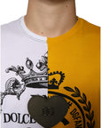 Dolce & Gabbana White Yellow Logo Print Short Sleeve T-shirt