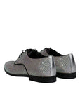 Dolce & Gabbana Silver Leather Rhinestones Derby Dress Shoes