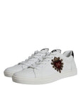 Dolce & Gabbana White Silver Sacred Heart Men Sneakers Shoes