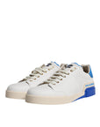 Dolce & Gabbana White Blue Perforated Low Top Sneakers Shoes