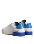 Dolce & Gabbana White Blue Perforated Low Top Sneakers Shoes