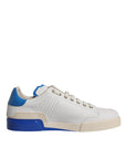 Dolce & Gabbana White Blue Perforated Low Top Sneakers Shoes