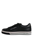 Dolce & Gabbana Black Leather Low Top Men Sneakers Shoes