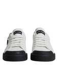 Dolce & Gabbana White Black Leather Logo Portofino Sneaker Shoes
