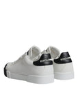 Dolce & Gabbana White Black Leather Logo Portofino Sneaker Shoes