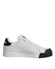 Dolce & Gabbana White Black Leather Logo Portofino Sneaker Shoes