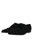 Dolce & Gabbana Black Embellished Suede Derby Formal Shoes