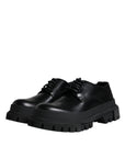 Dolce & Gabbana Black Leather Lace Up Trekking Dress Shoes