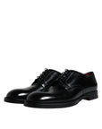 Dolce & Gabbana Black Leather Lace Up Men Derby Formal Shoes