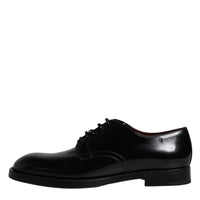Dolce & Gabbana Black Leather Lace Up Men Derby Formal Shoes