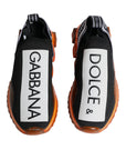 Dolce & Gabbana Black Orange Sorrento Slip On Sneakers Shoes