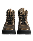 Dolce & Gabbana Bronze Padded Mid Calf Lace Up Boots Shoes
