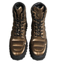 Dolce & Gabbana Bronze Padded Mid Calf Lace Up Boots Shoes