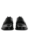 Dolce & Gabbana Black Leather Lace Up Men Derby Formal Shoes
