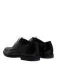 Dolce & Gabbana Black Leather Lace Up Men Derby Formal Shoes