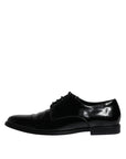 Dolce & Gabbana Black Leather Lace Up Men Derby Formal Shoes