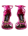 Dolce & Gabbana Pink Strass Ankle Strap Heels Sandals Shoes