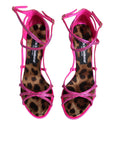 Dolce & Gabbana Pink Strass Ankle Strap Heels Sandals Shoes