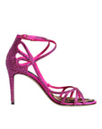 Dolce & Gabbana Pink Strass Ankle Strap Heels Sandals Shoes