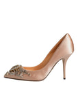 Dolce & Gabbana Beige Satin Crystal High Heels Pumps Shoes
