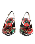 Dolce & Gabbana Multicolor Leather Crystal Heels Slingback Shoes