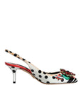 Dolce & Gabbana Multicolor Leather Crystal Heels Slingback Shoes