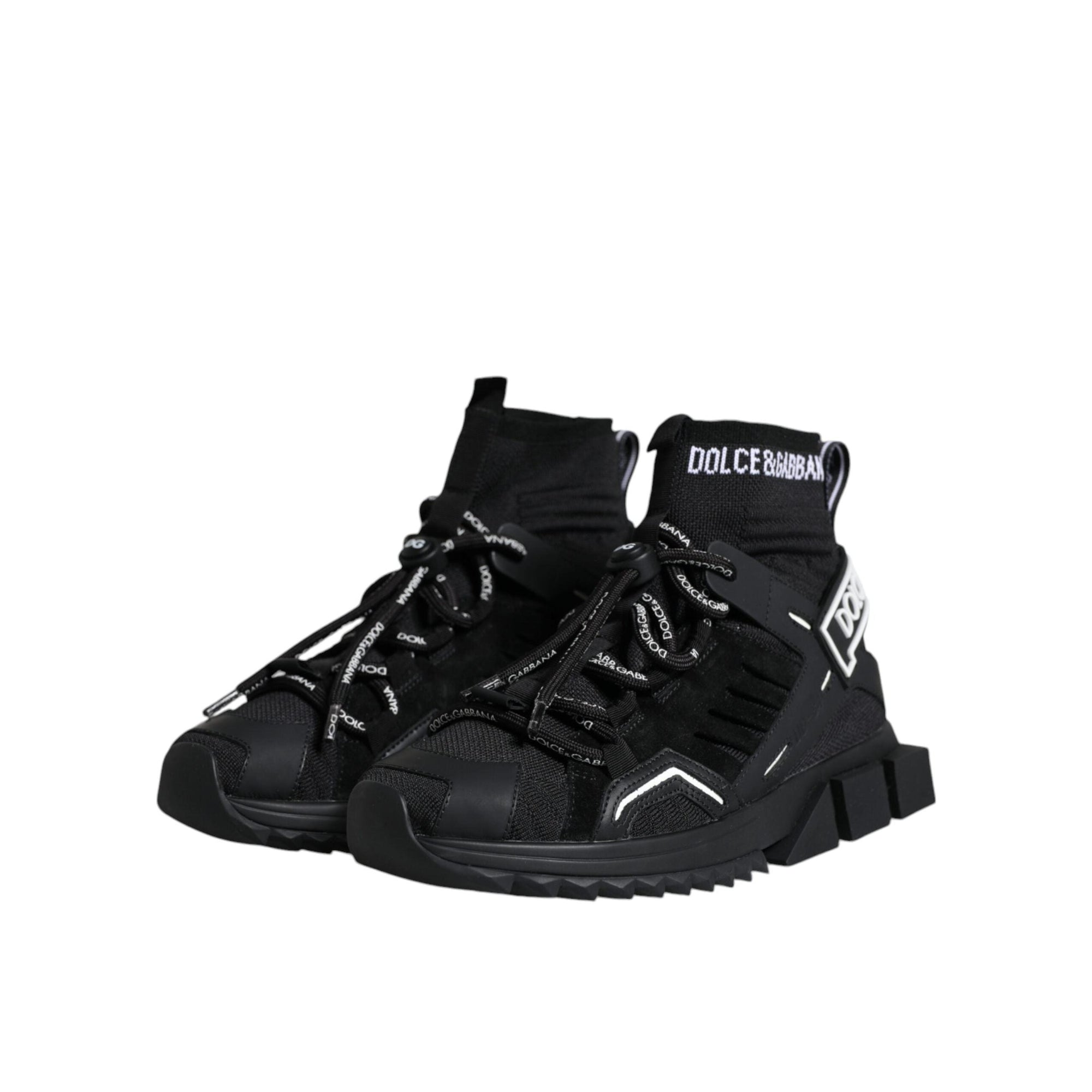 Dolce & Gabbana Black Sorrento Socks Logo Sneakers Shoes