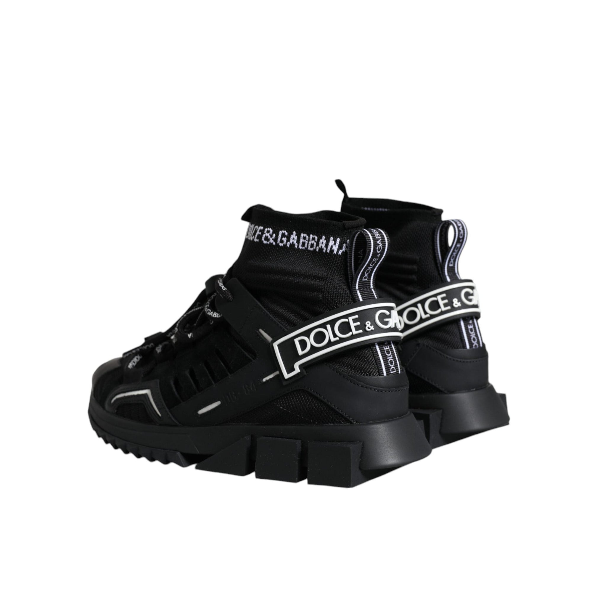 Dolce & Gabbana Black Sorrento Socks Logo Sneakers Shoes