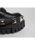 Dolce & Gabbana Black Leather Studded Trekking Boots Shoes