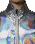Dolce & Gabbana Silver Iridescent Full Zip Men Bomber Jacket