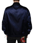 Dolce & Gabbana Blue Crown Heart Full Zip Men Bomber Jacket