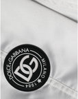 Dolce & Gabbana White Polyester Logo Full Zip Bomber Jacket