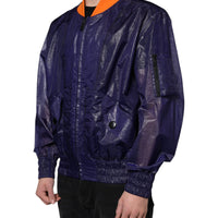Dolce & Gabbana Blue Cotton Stretch Full Zip Bomber Jacket