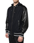 Dolce & Gabbana Black Hooded Full Zip Men Bomber Jacket