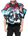 Dolce & Gabbana Multicolor Graffiti Hooded Windbreaker Jacket