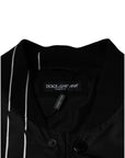 Dolce & Gabbana Black Polka Dot Stripe Nylon Bomber Jacket