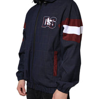 Dolce & Gabbana Blue Logo Full Zip Hooded Men Bomber Jacket