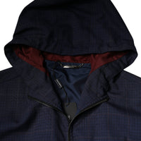 Dolce & Gabbana Blue Logo Full Zip Hooded Men Bomber Jacket