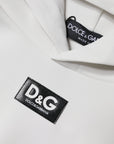 Dolce & Gabbana White D&G Logo Hooded Men Sweatshirt Sweater