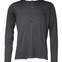 Dolce & Gabbana Gray Crown Bee Embroidery Pullover Sweater