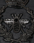 Dolce & Gabbana Gray Crown Bee Embroidery Pullover Sweater