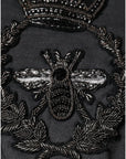 Dolce & Gabbana Gray Crown Bee Embroidery Pullover Sweater