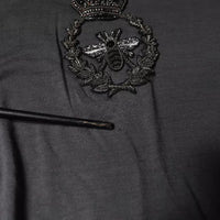 Dolce & Gabbana Gray Crown Bee Embroidery Pullover Sweater
