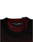 Dolce & Gabbana Maroon Polyester Crew Neck Pullover Sweater