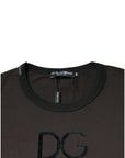 Dolce & Gabbana Brown Logo Cotton Crew Neck Pullover Sweater