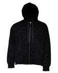 Dolce & Gabbana Black Leopard Cotton Hooded Full Zip Sweater