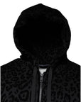 Dolce & Gabbana Black Leopard Cotton Hooded Full Zip Sweater
